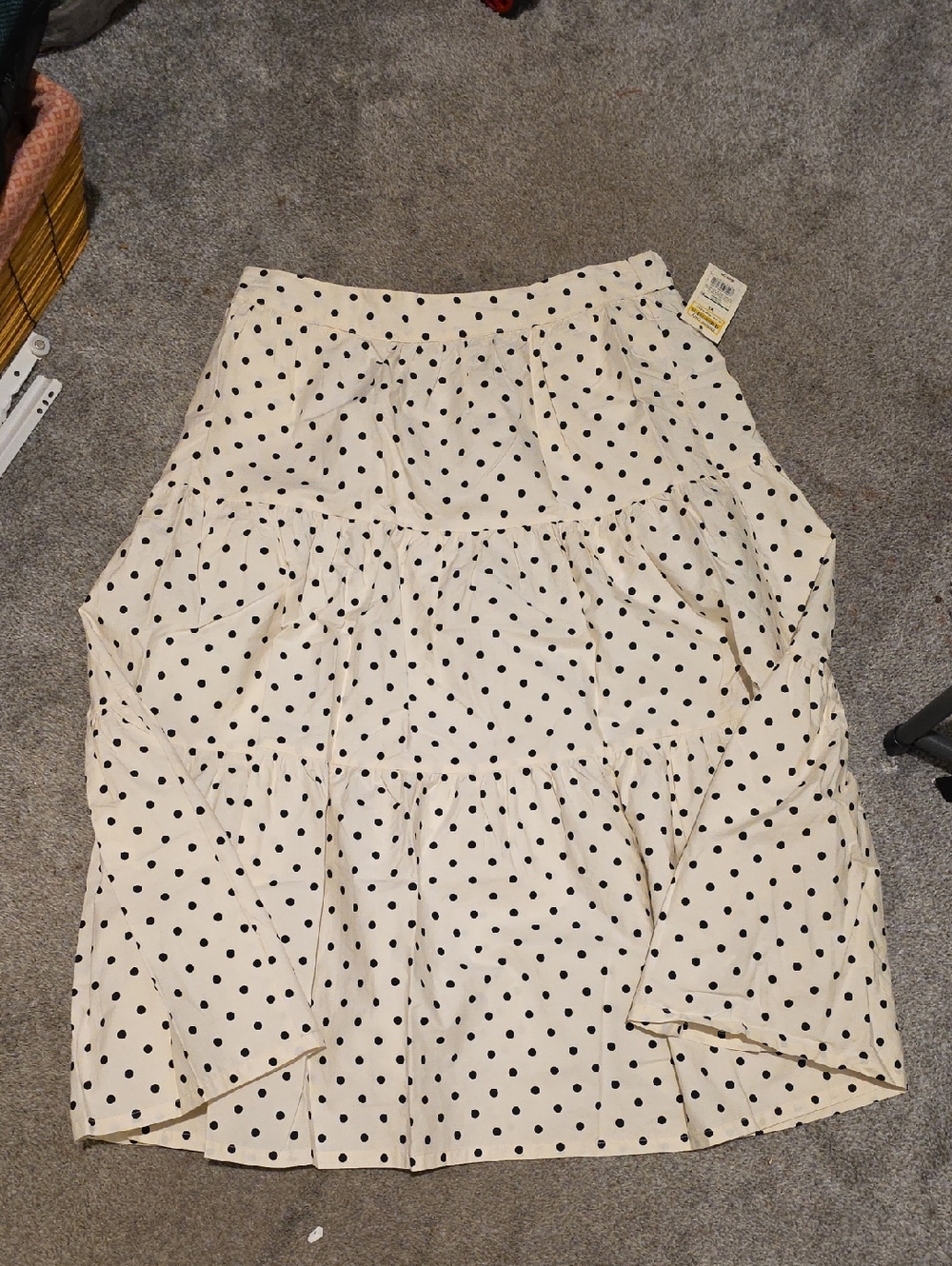 a new day Cream A-Line Midi Skirt with Black Polka Dots